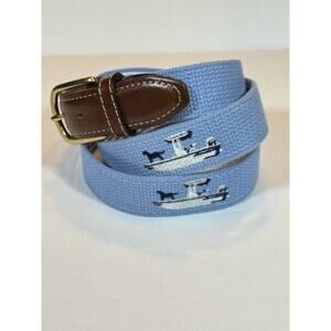 size 44 bird dog bay needlepoint belt fishing boat black dog yacht